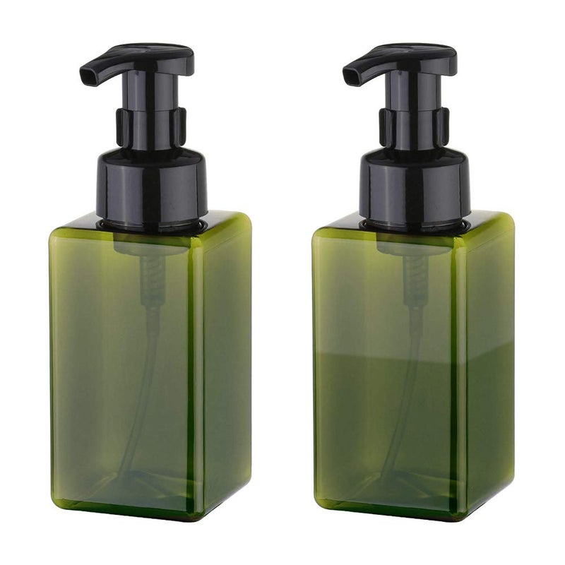UUJOLY Foaming Soap Dispenser, 450ml (15oz) Refillable Pump Bottle Plastic for Liquid Soap, Shampoo, Body Wash (2 Pcs) (Green) - Image 1